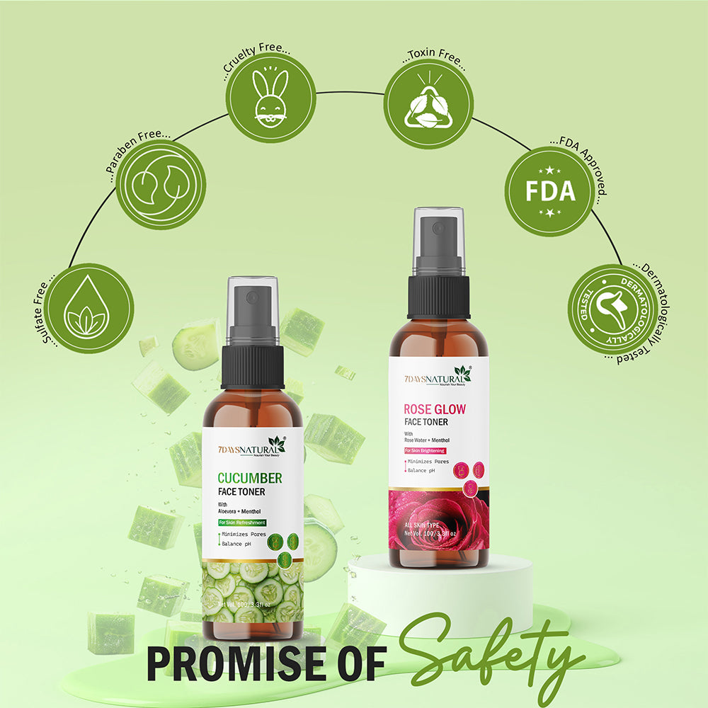 7Days Natural Cucumber Face Toner with Rose Water and Menthol, pH Balancing, Instant Hydration,100g image 6