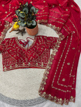 Designer Fandy Satin Silk Saree with 3mm Sequin Embroidery and Cutwork Border