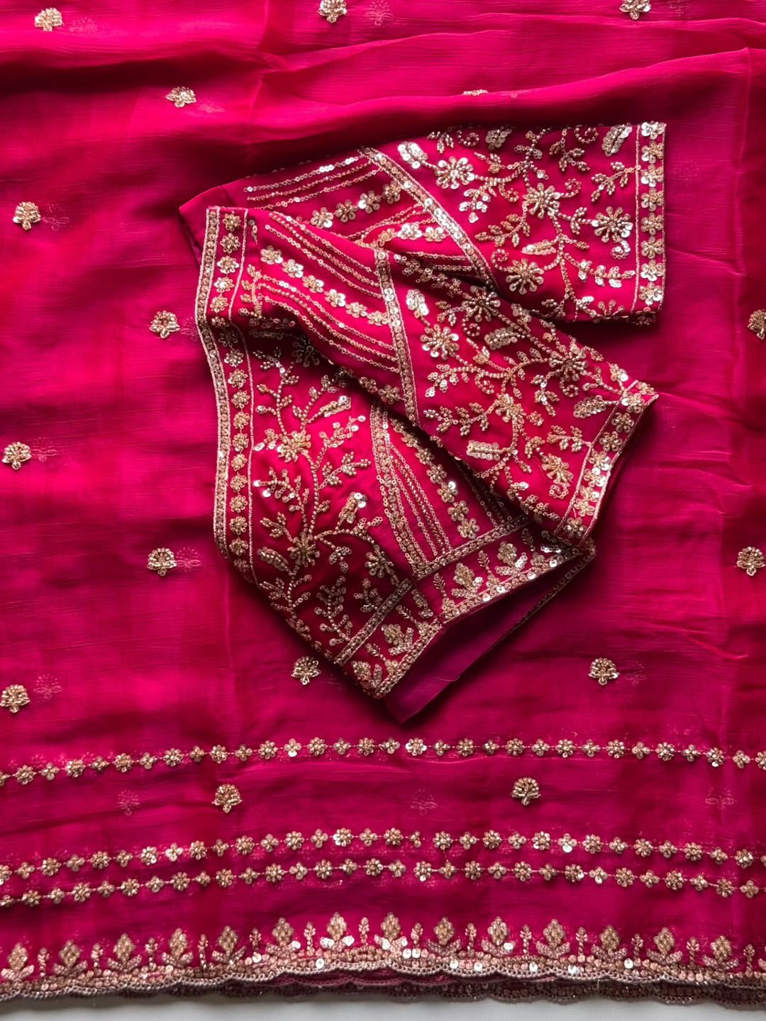 Designer Fandy Satin Silk Saree with 3mm Sequin Embroidery and Cutwork Border