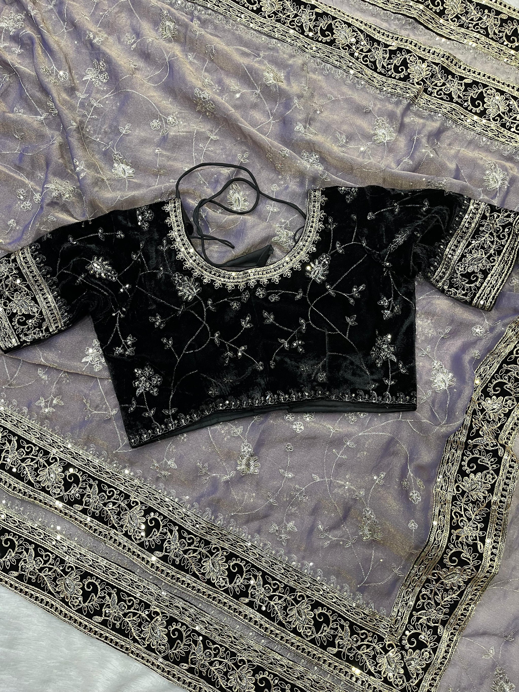 Most Popular Evergreen Soft Mocha Silk Saree with Silver Jari & Sequins Embroidery