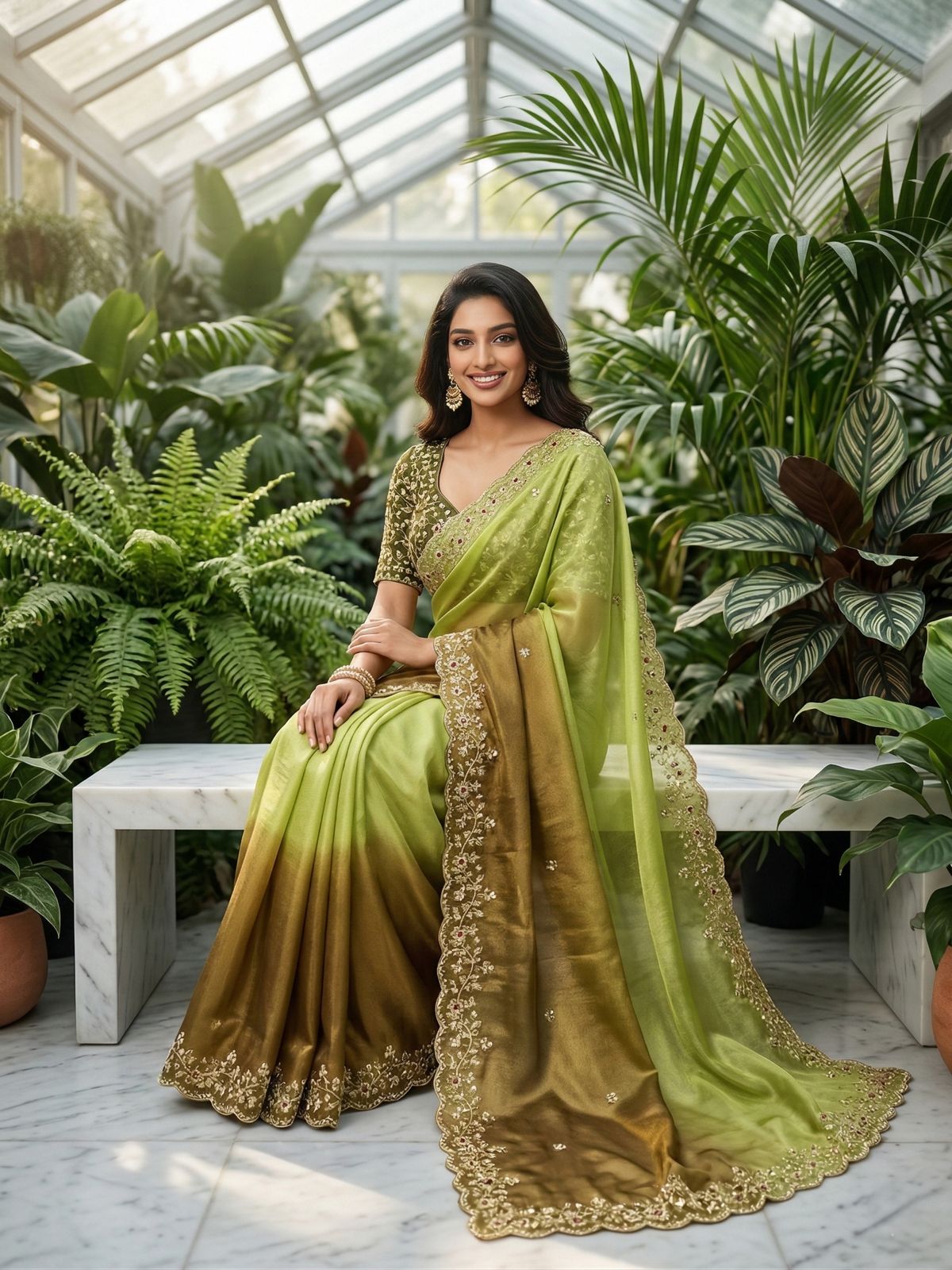 Evergreen Designer Fandy Chiffon Silk Saree with Sequins, Zari Embroidery & Cutwork Border