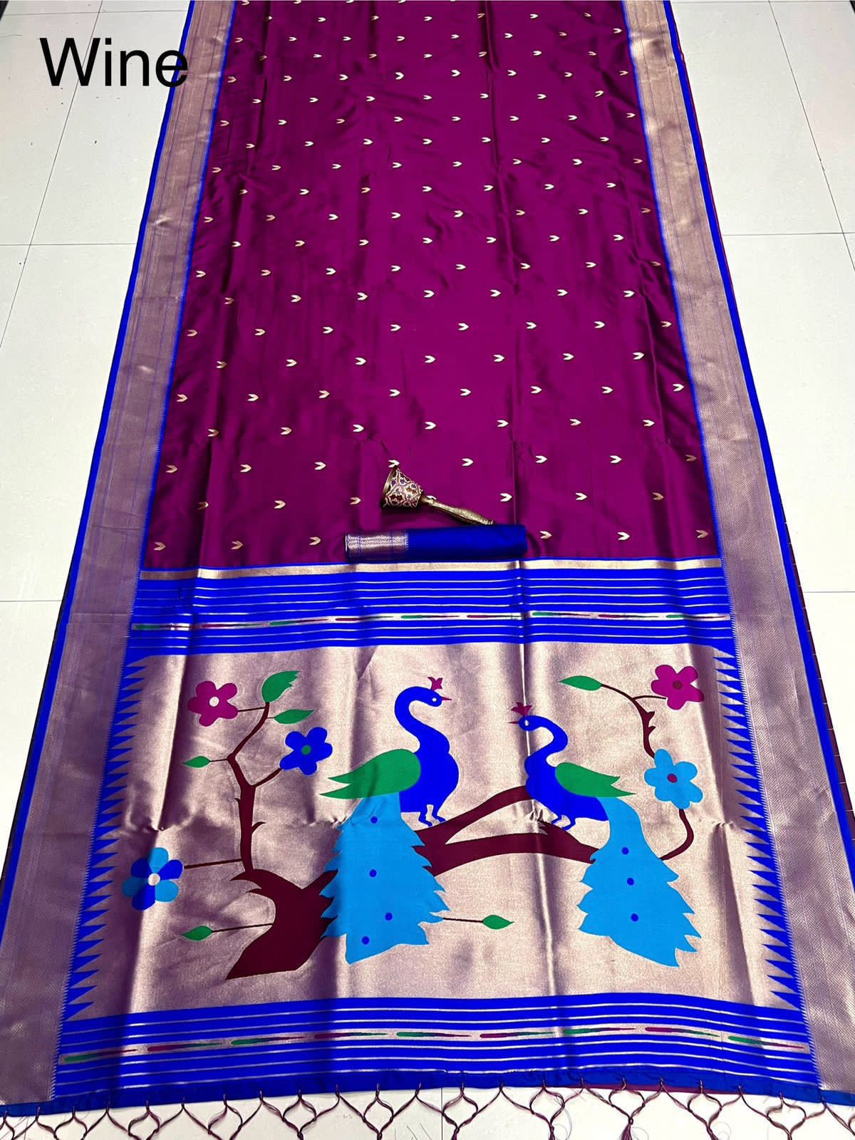 ✨ Super Hit Pure Silk Saree – Pure Soft Gold Zari Kanchivram Paithani Silk with Contrast Kadiyal Border & Heavy Mina Zari Pallu