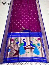 ✨ Super Hit Pure Silk Saree – Pure Soft Gold Zari Kanchivram Paithani Silk with Contrast Kadiyal Border & Heavy Mina Zari Pallu