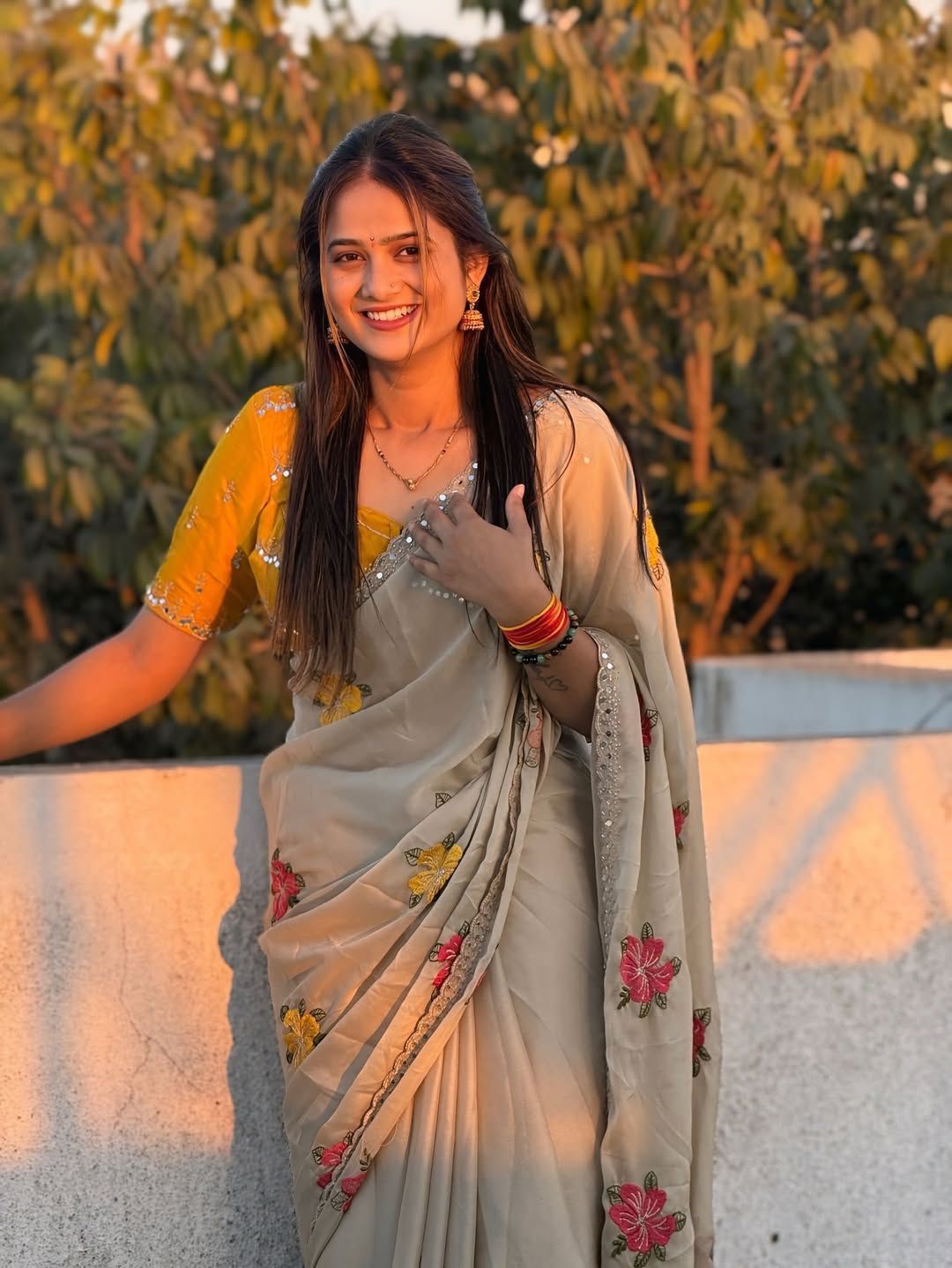 New Arrival Soft Harvey Rangoli Silk Saree with All-Over Mirror, Embroidery & Zari Work and Contrast Blouse