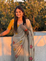 New Arrival Soft Harvey Rangoli Silk Saree with All-Over Mirror, Embroidery & Zari Work and Contrast Blouse