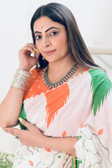 Republic Day Special Pure Cotton Tricolour Printed Saree with Embroidery