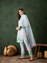 Blue Pichwai Print Kurta Palazzo With Dupatta - Elganza