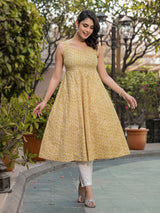 Beige Anarkali with tie-ups at back - Elganza