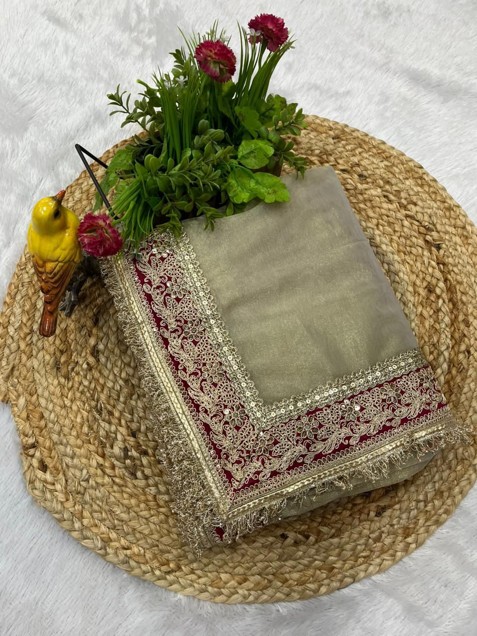 Premium Designer Bandhej Beads Net Saree with Sequins Embroidery for Wedding & Festive Wear