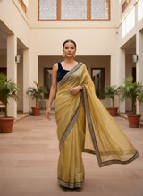 Designer Bollywood Style Soft Twill Net Saree with Sequins & Zari Dori Embroidery and Velvet Lace Border with Unstitched Blouse