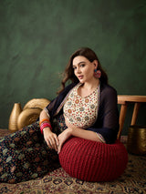 Navy Blue Gold Printed Lehenga Choli With Dupatta - Elganza