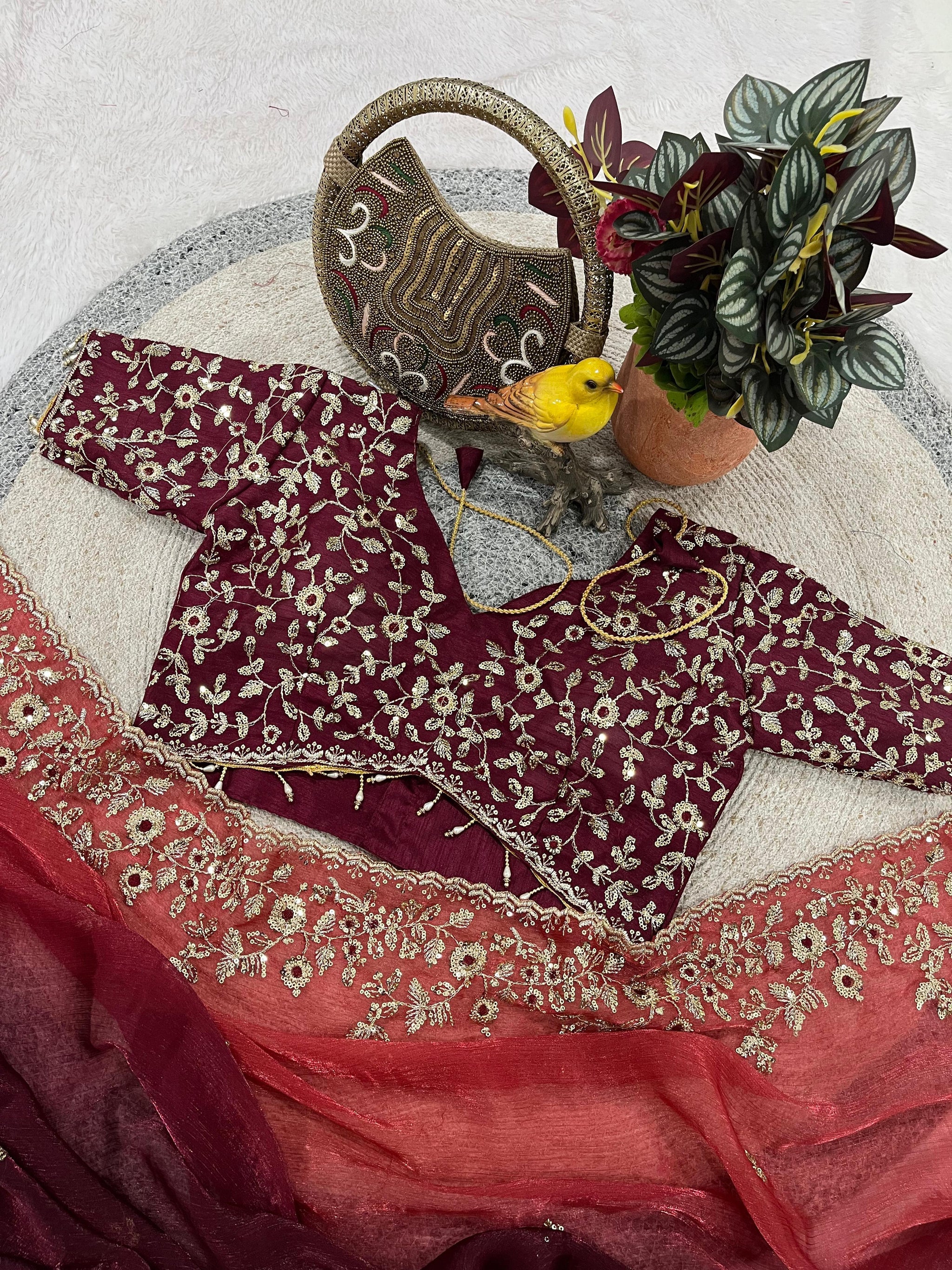 Evergreen Designer Fandy Chiffon Silk Saree with Sequins, Zari Embroidery & Cutwork Border