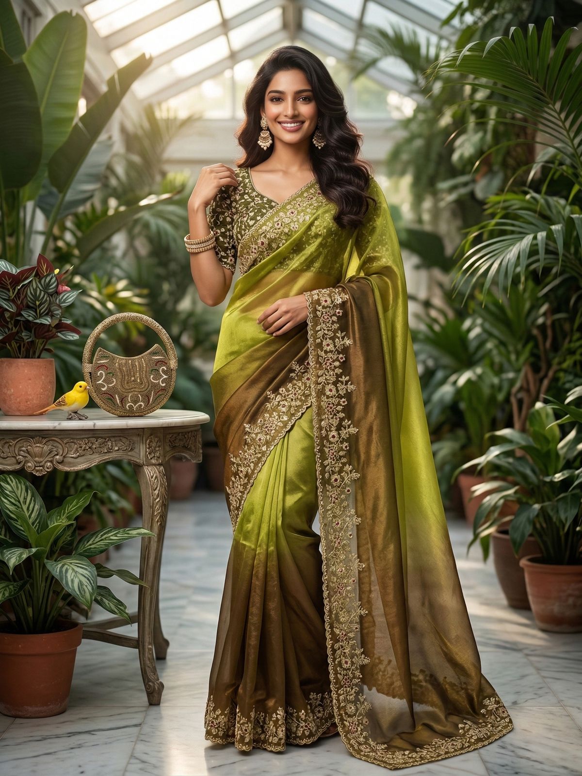 Evergreen Designer Fandy Chiffon Silk Saree with Sequins, Zari Embroidery & Cutwork Border