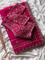 Designer Fandy Satin Silk Saree with 3mm Sequin Embroidery and Cutwork Border