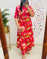 Digital Print A-Line Kurti Co-ord Set with Ankle-Length Pants