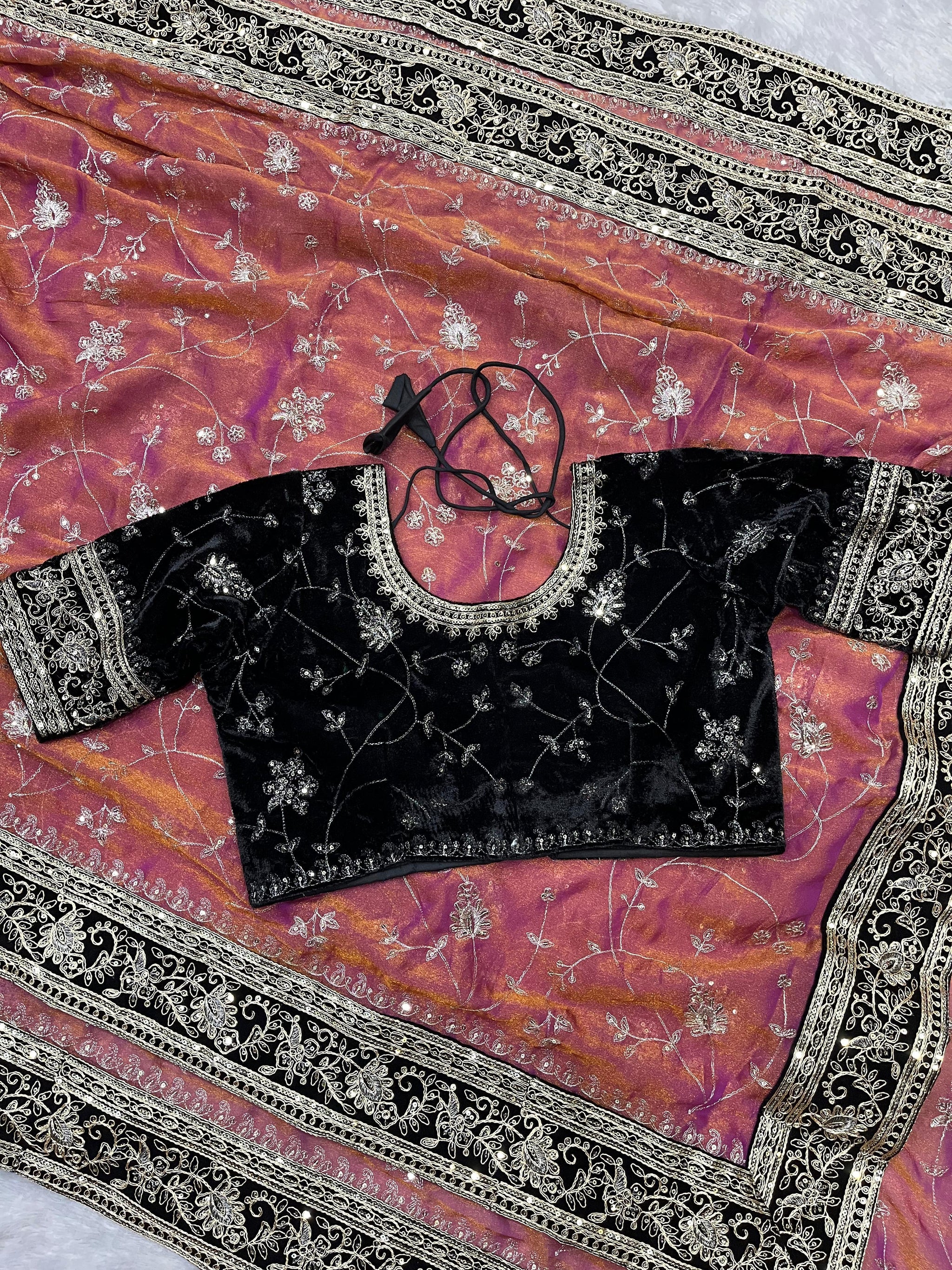 Most Popular Evergreen Soft Mocha Silk Saree with Silver Jari & Sequins Embroidery