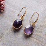 Imported Natural Stone Crystal Geometric Eardrop Earrings for Women - Elganza