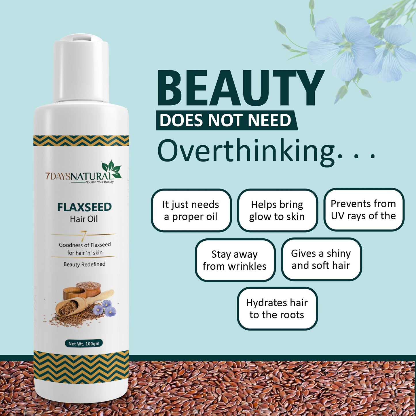 7Days Natural Organic Flaxseed Oil  - 100ml, image 2