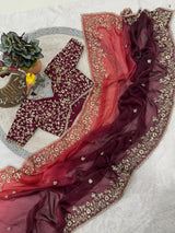 Evergreen Designer Fandy Chiffon Silk Saree with Sequins, Zari Embroidery & Cutwork Border