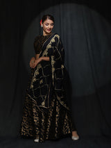 Black Jacquard Lehenga Choli With Dupatta - Elganza