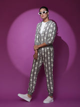 Grey Embroidered Jacket With Afgani Pant Co Ord Set