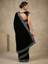 Designer Velvet Winter Saree with Dual Sequin Embroidery