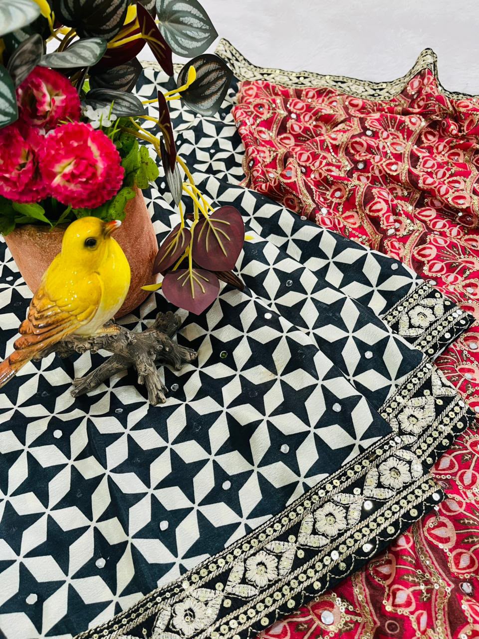 Premium Classic Designer Soft Chinon Silk Saree