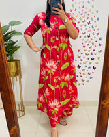 Digital Print A-Line Kurti Co-ord Set with Ankle-Length Pants