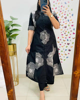 Digital Print A-Line Kurti Co-ord Set with Ankle-Length Pants