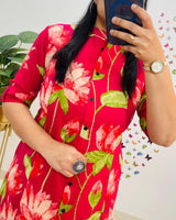 Digital Print A-Line Kurti Co-ord Set with Ankle-Length Pants