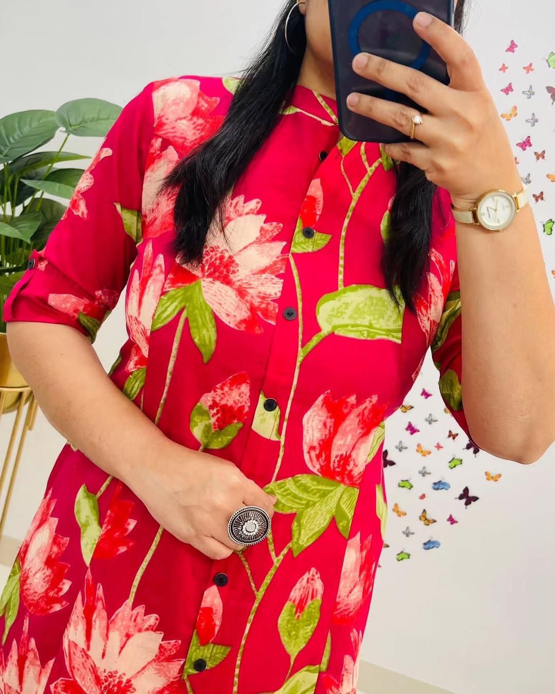 Digital Print A-Line Kurti Co-ord Set with Ankle-Length Pants