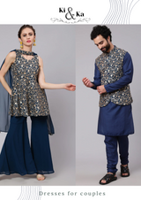 Blue Embroidered Couple Combo - Elganza