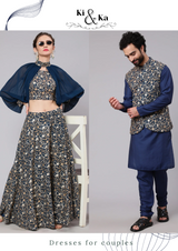 Blue Embroidered Couple Combo - Elganza