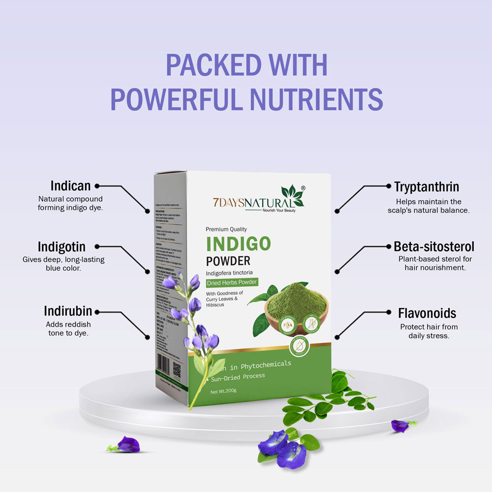 7Days Natural Indigo Powder for Natural Hair Coloring | Protects hair-200gm image 8