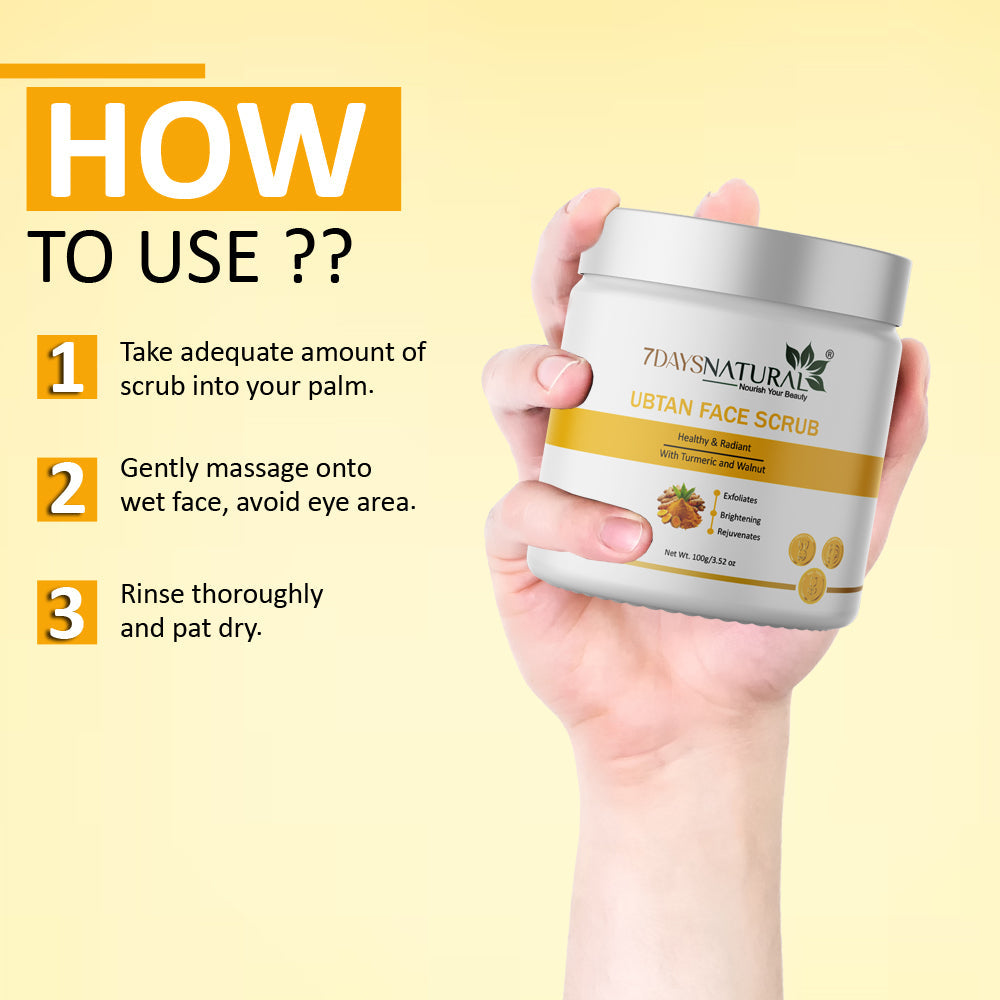 7Days Natural Ubtan Face Scrub For Face with Turmeric – 100g Scrub image 9
