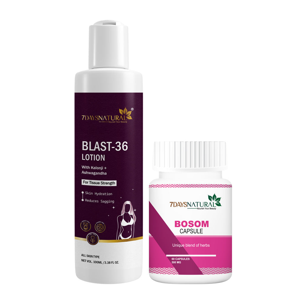 7Days Natural Breast Care Combo – Blast-36 Lotion (100ml) + Bosom Capsules (60 Caps) image 0