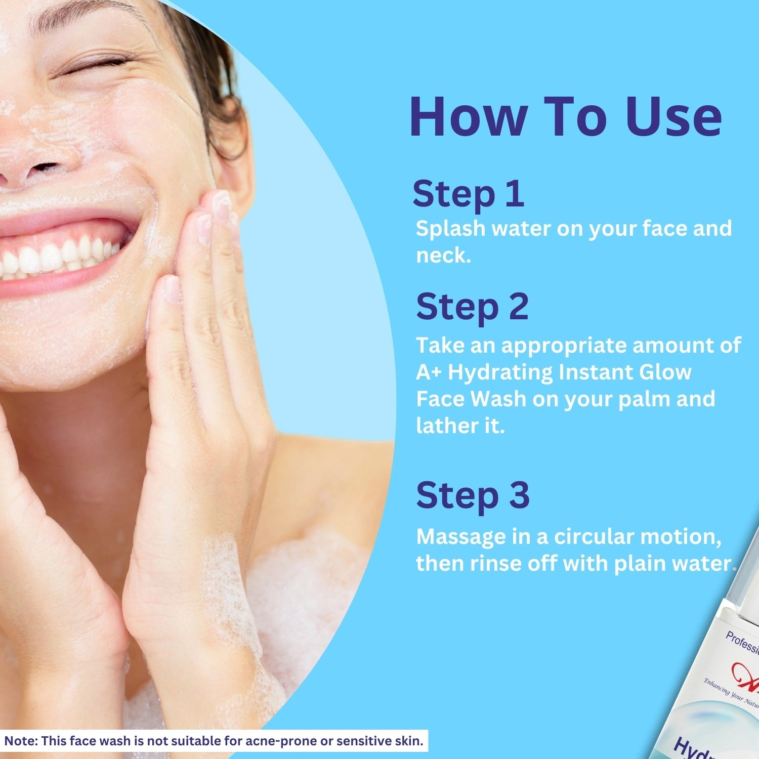 A+ Hydrating Face wash, For Dry & Excess Dry skin (120 ml) image 4