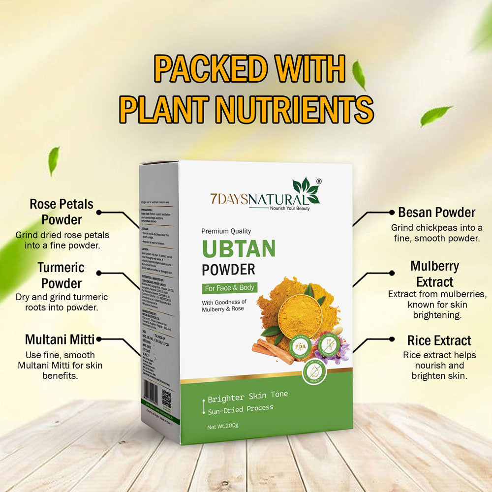 7DAYS NATURAL Organic Ubtan Powder Face Pack For Women & Men -200GM image 3