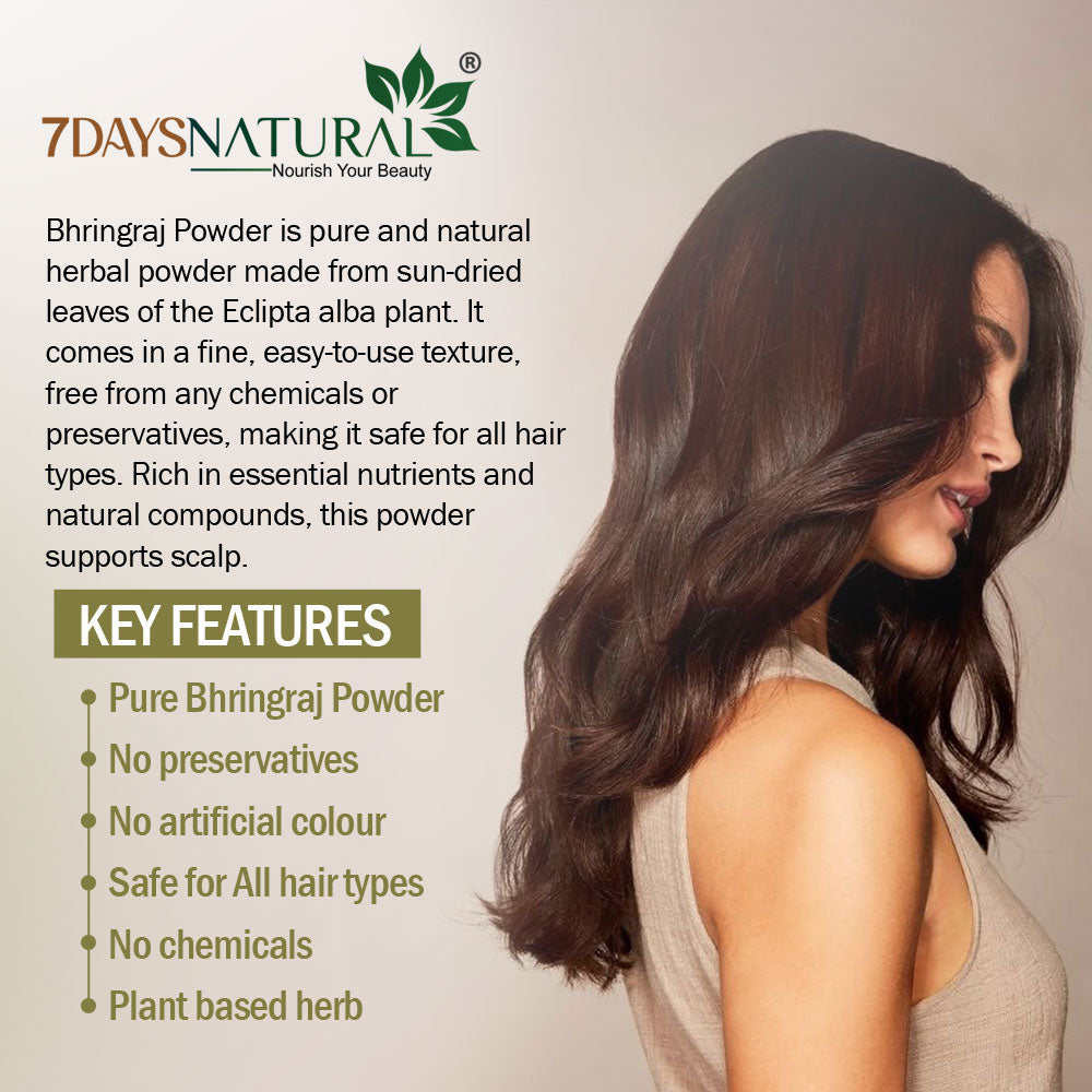 7Days Natural100% Pure Bhringraj Powder for Hair Growth - 200Gms | Good for Hair Pack, Hair Oil | Preservative Free, 1 Count image 6