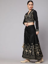 Black Embroidered Lehenga Choli Set - Elganza
