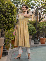Beige Anarkali with tie-ups at back - Elganza