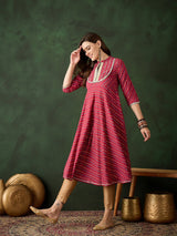 Red Bandhani Print Anarkali - Elganza