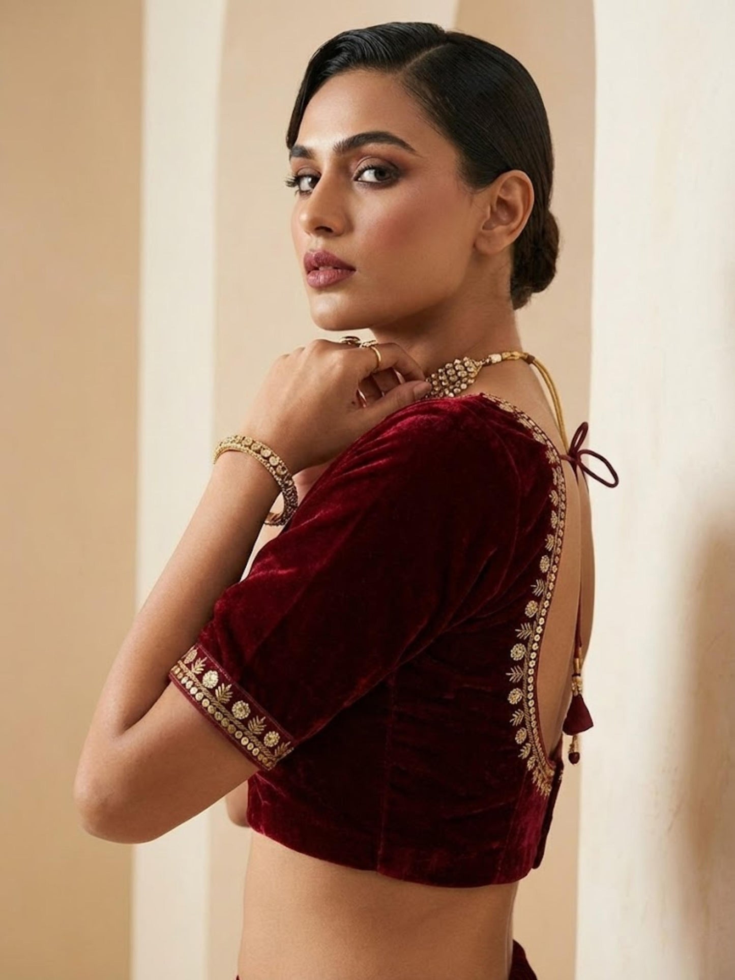 Designer Velvet Winter Saree with Dual Sequin Embroidery