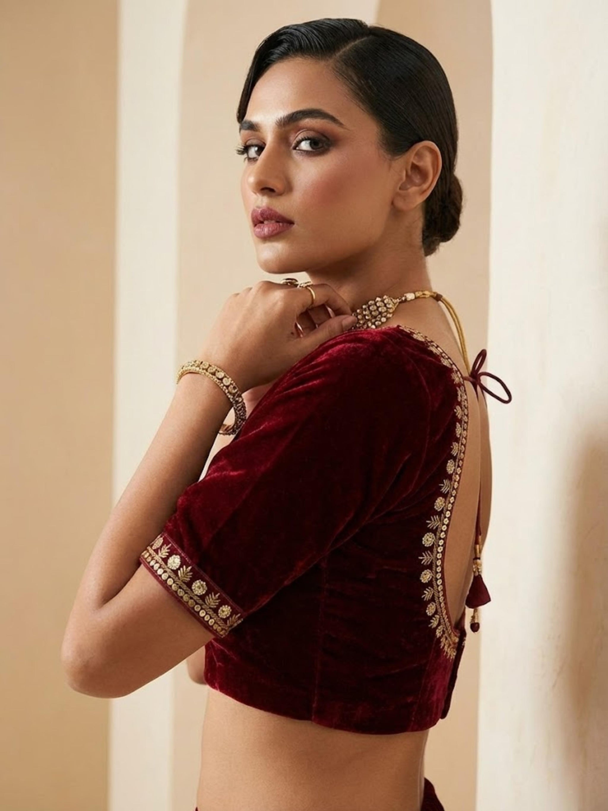 Designer Velvet Winter Saree with Dual Sequin Embroidery