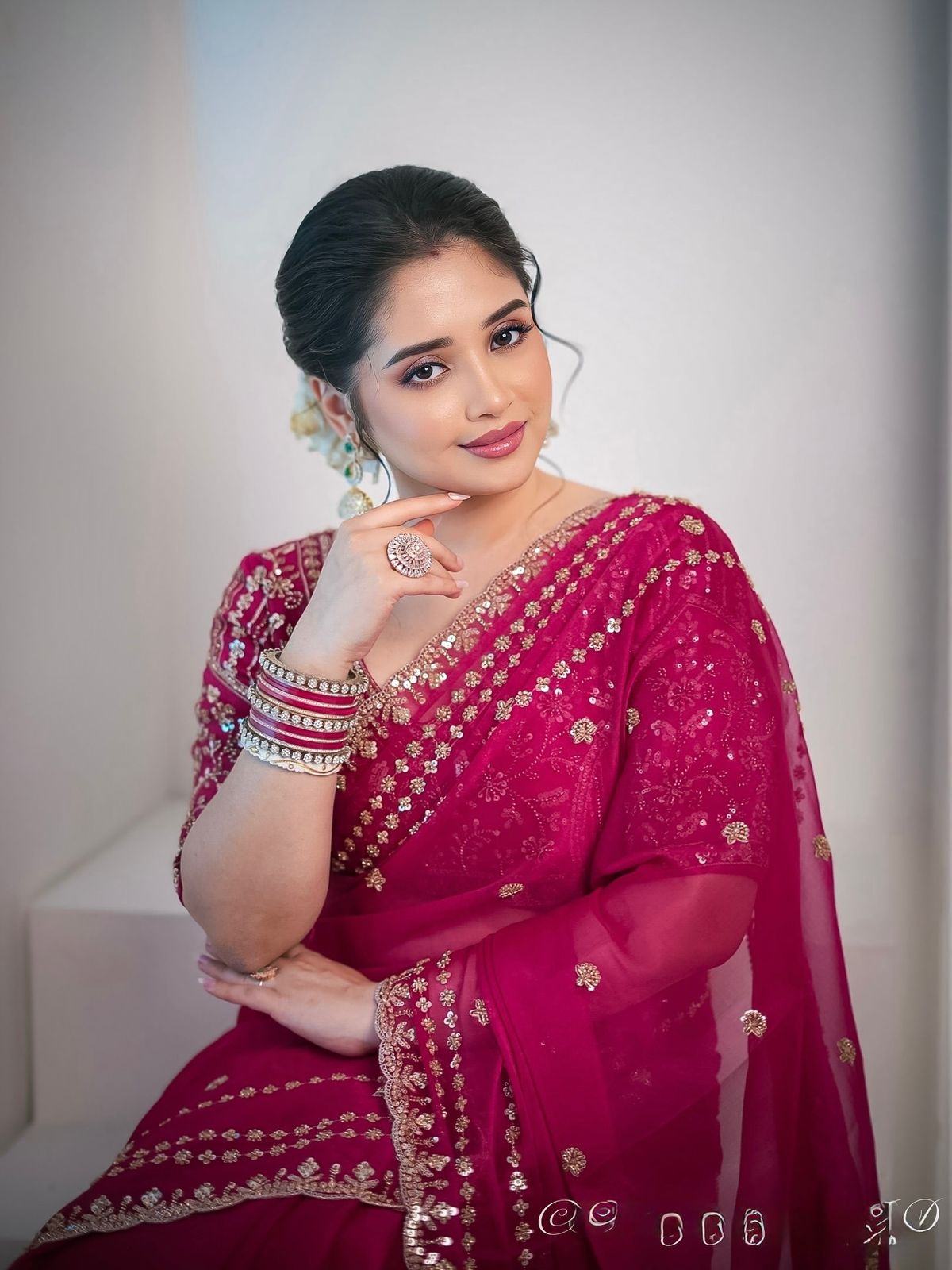 Designer Fandy Satin Silk Saree with 3mm Sequin Embroidery and Cutwork Border