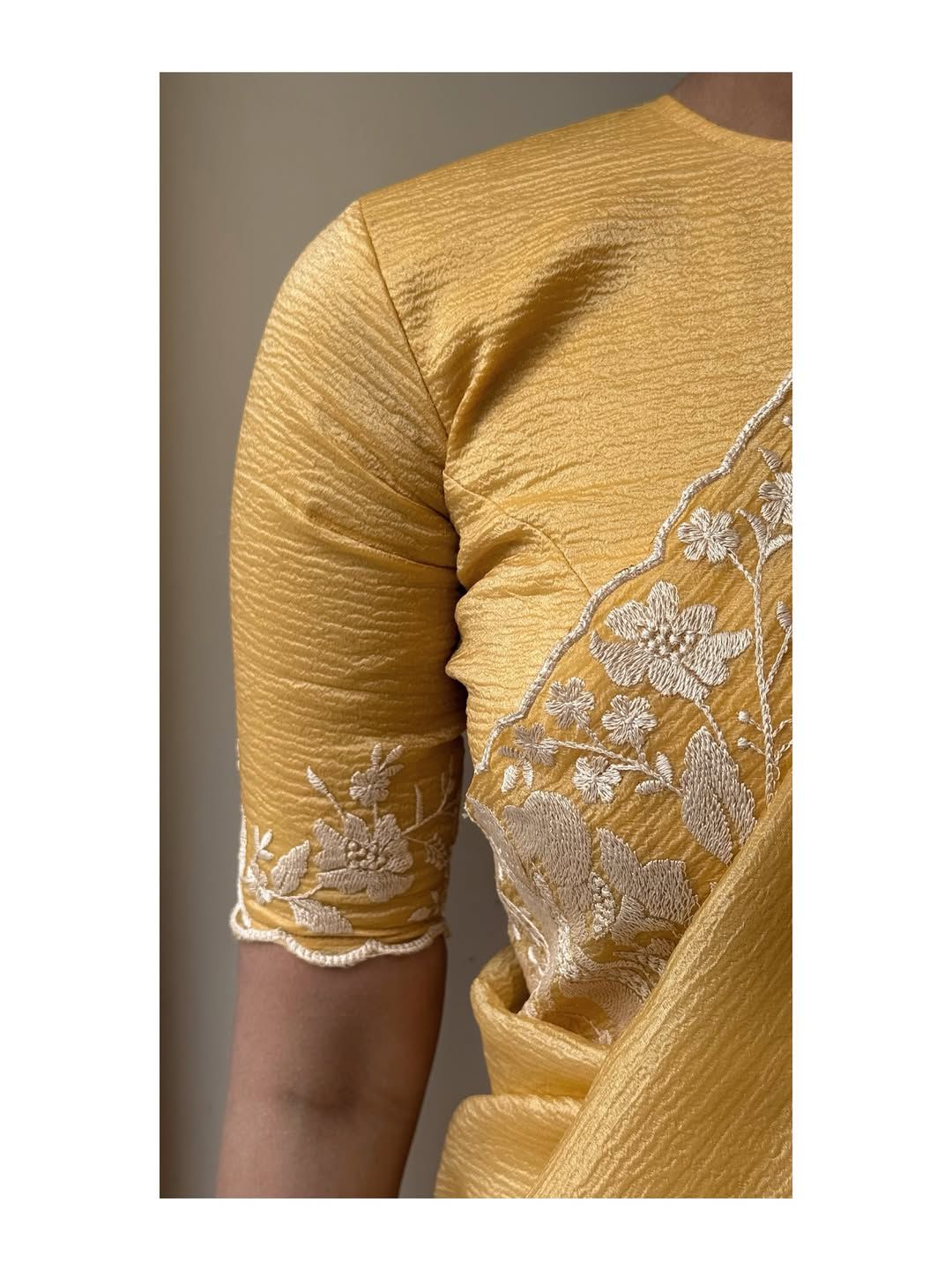 Designer Bandhej Candy Crush Saree with White Thread Embroidered Cutwork Border and Unstitched Blouse