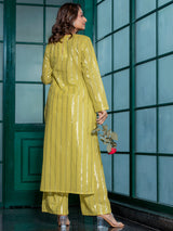 Lime Green Lurex Kurta Set - Elganza