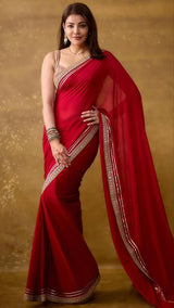 Beautiful Designer Bollywood Saree in Satin Silk