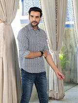 Grey Geometric print Shirt - Elganza