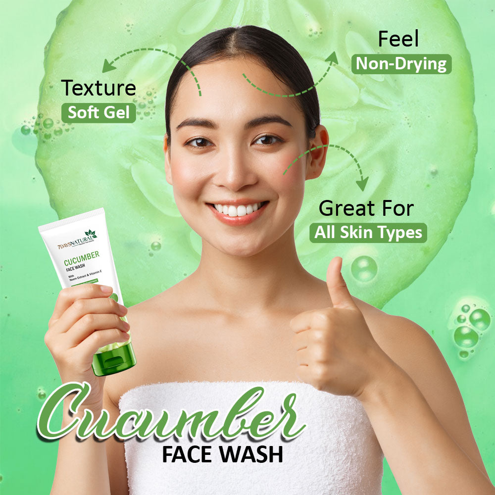 Buy Cucumber Face Wash for Fresh & Fairer Skin | 7Days Natural 100 ml image 4